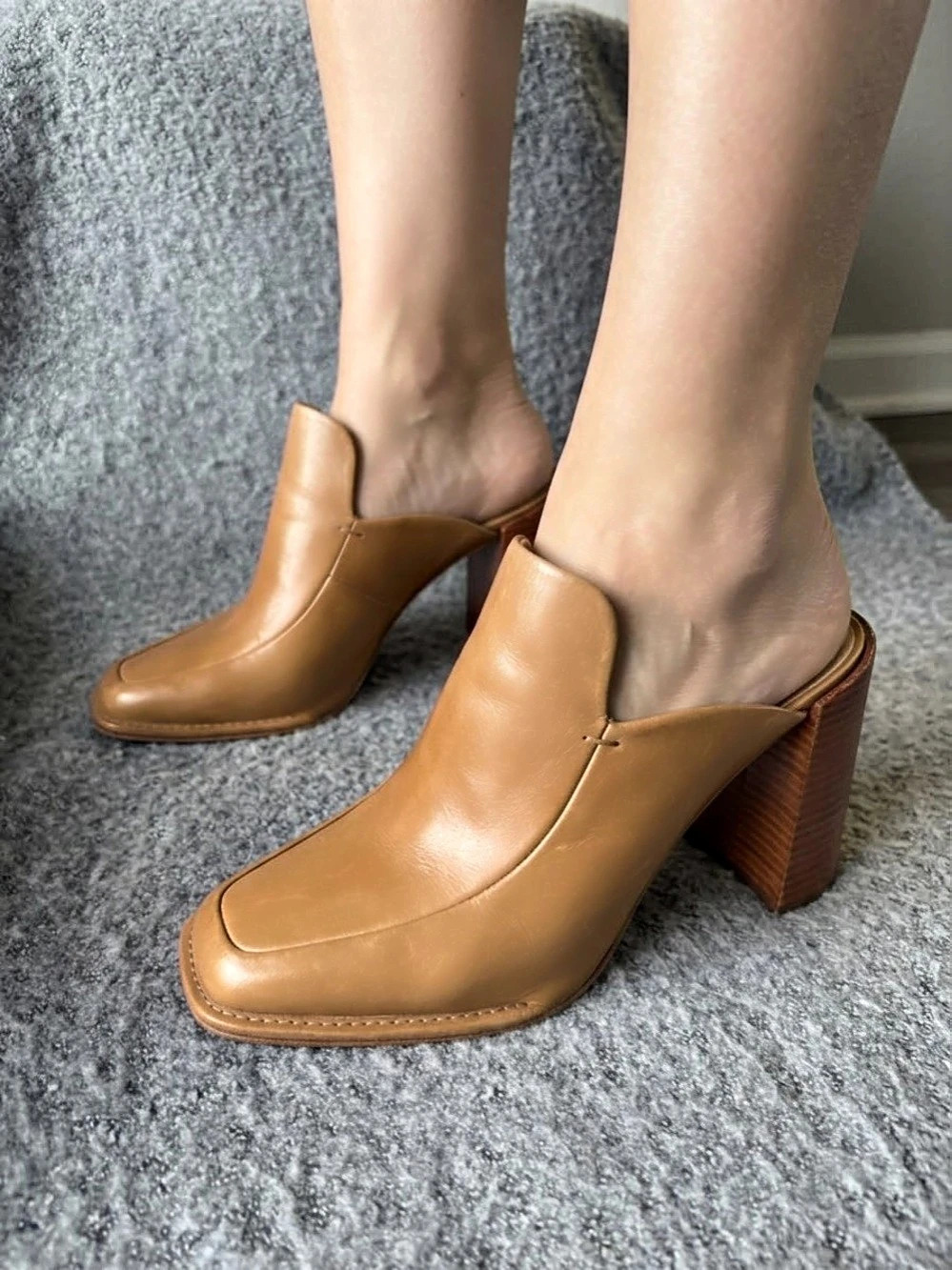Antonio Melani Leather Mules in Brown US 10M